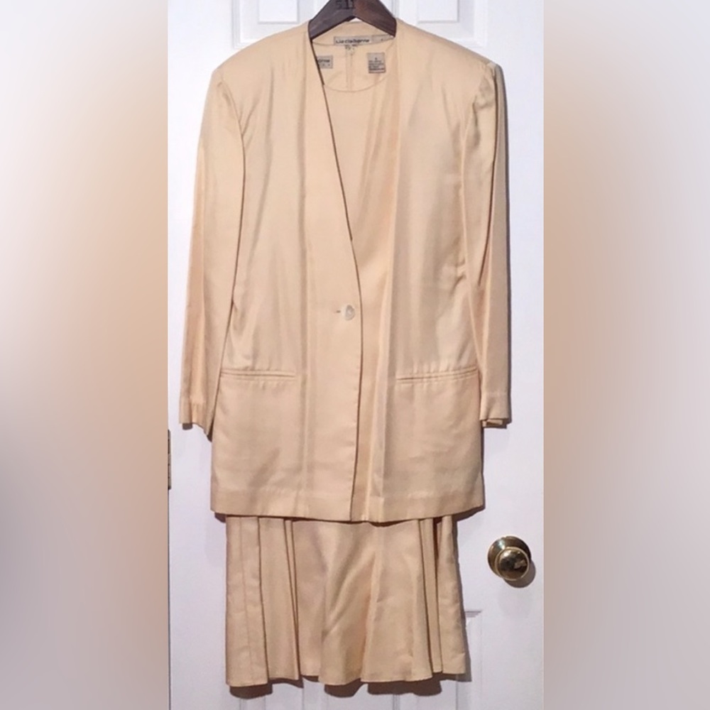 Vintage Liz Claiborne Tan Dress and Blazer Set